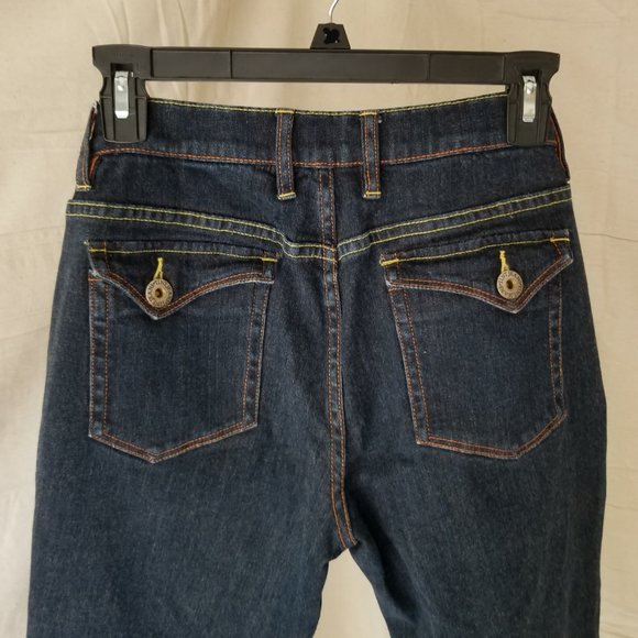 TINT Low rise Dark Blue Denim Jeans w/Gold Stitch sz 4 - Picture 9 of 16